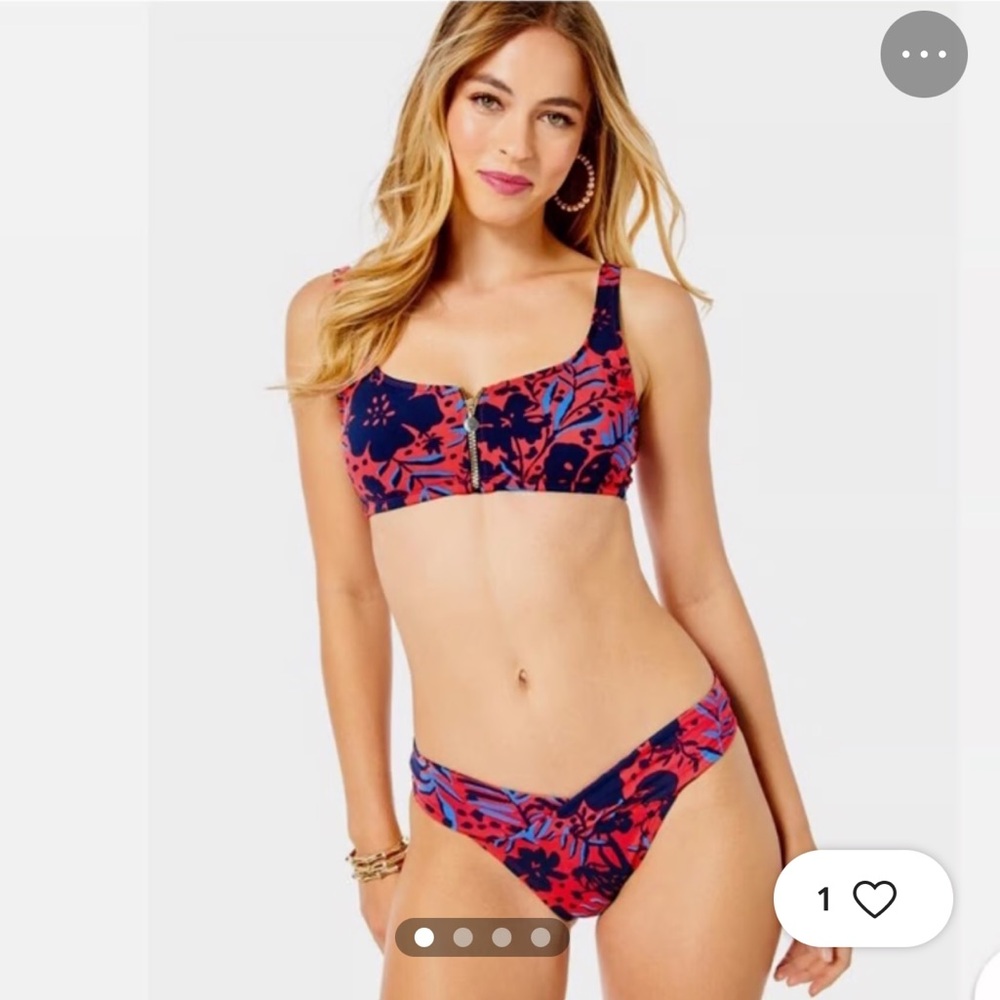 Lilly Pulitzer swim set Ruby Red Heron My Own bikini top and bottom size 12